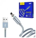 Кабель USB - Lightning (для iPhone) Hoco U40A (2A, магнитный, оплетка ткань) Серебро