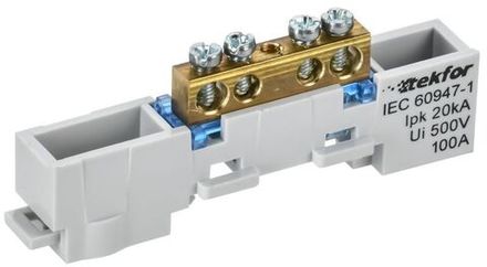 Шина нулевая N неизол. на универс. держ. 6х9-4-С TEKFOR IEK TF-NN10-04-DL-K07