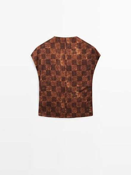 Massimo Dutti Атласный топ внахлест, металлик