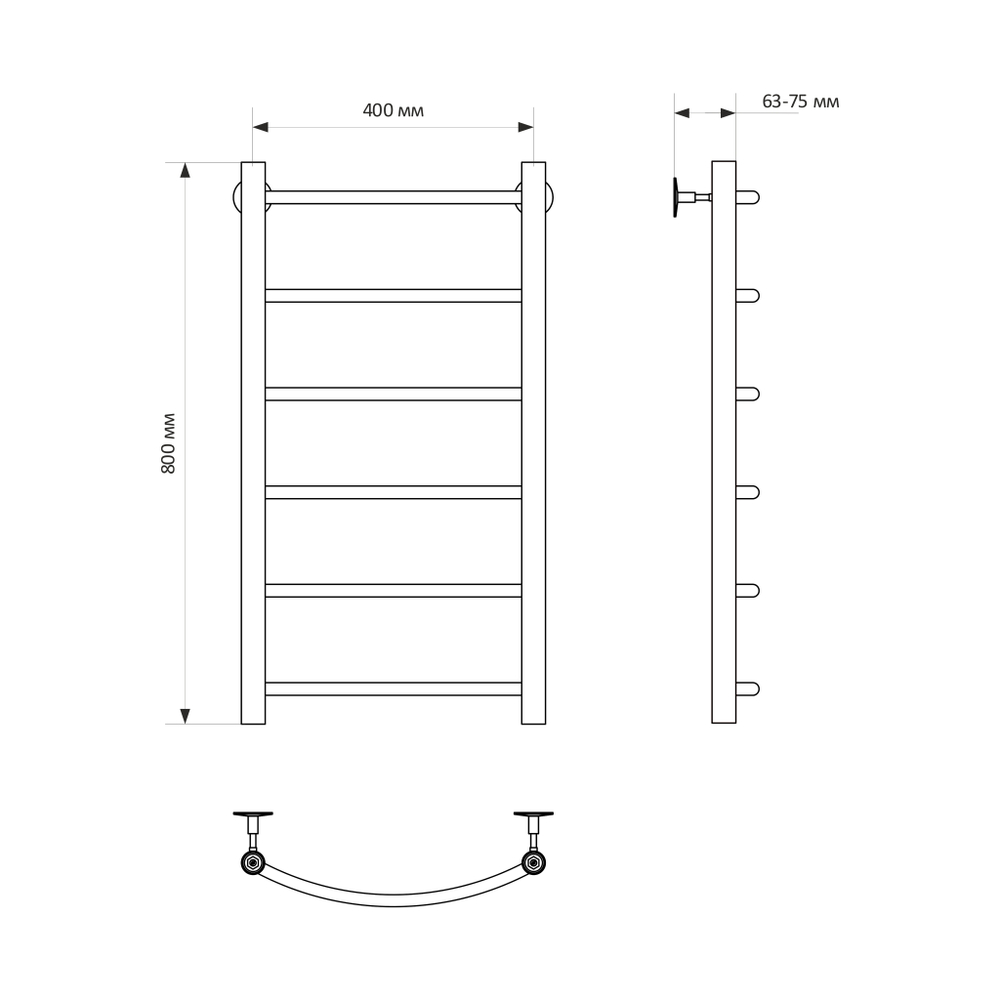 Полотенцесушитель MIXLINE CAPELLA  80х40 (1/2'' ВР, 6 перекладин) водяной
