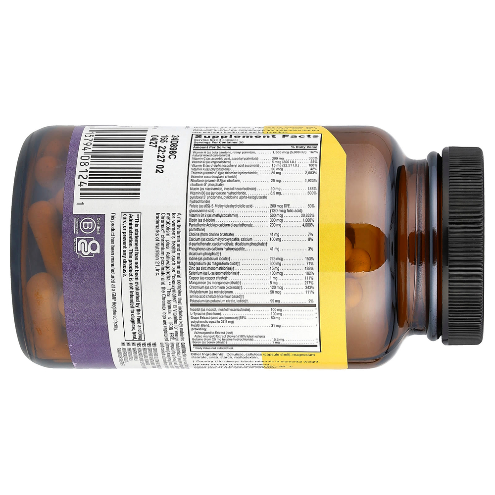 Country Life, Max for Women ™, мультивитаминный и минеральный комплекс, без железа, 120 вегетарианских капсул