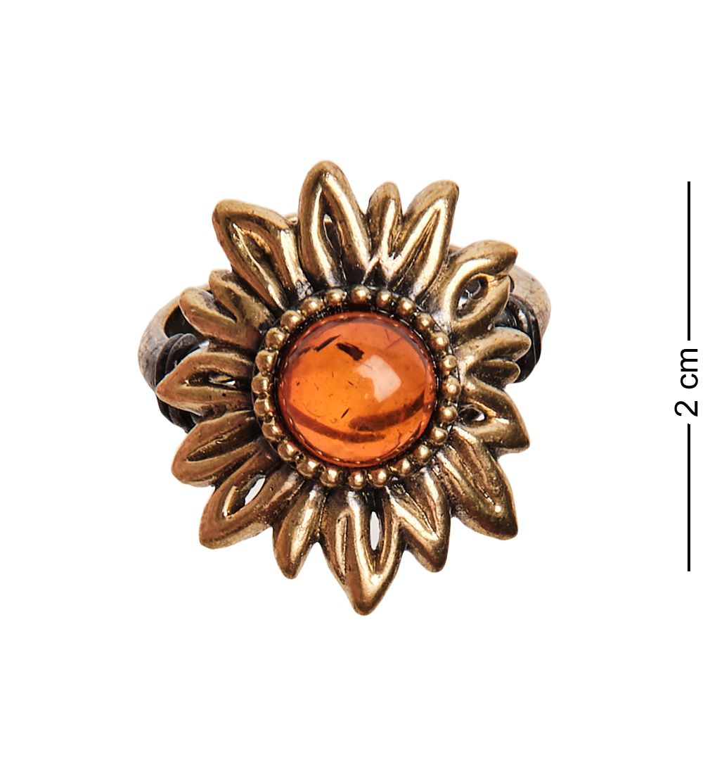 AM-2659 Кольцо «Василек» (латунь, янтарь)