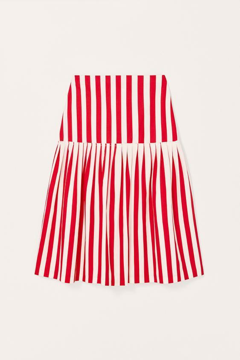 ZARA ЮБКА-МИДИ В ПОЛОСКУ LIMITED EDITION, БЕЛЫЙ/КРАСНЫЙ