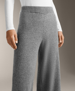 OYSHO Брюки прямого кроя из 100% кашемира, серый меланж