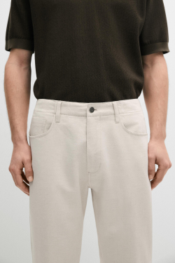 Massimo Dutti Брюки из хлопка и льна с пятью карманами, кремовый