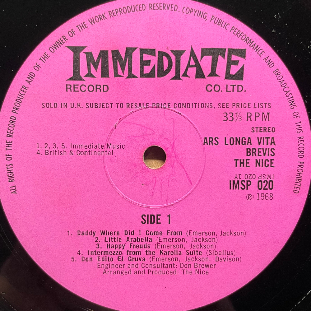 The Nice ‎– Ars Longa Vita Brevis (Англия 1968г.)