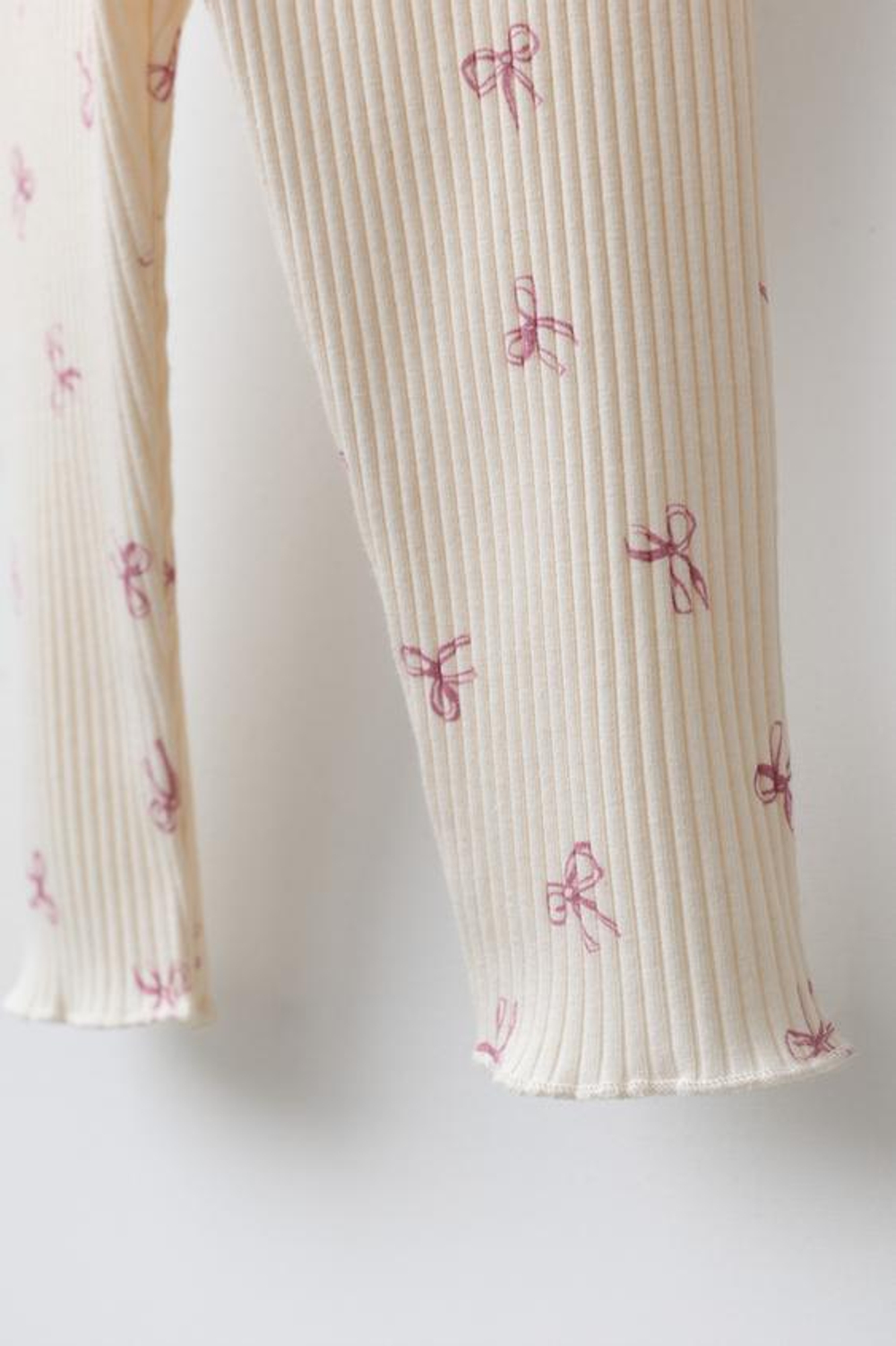 ZARA ЛЕГИНСЫ В РУБЧИК SOFT TOUCH С БАНТАМИ, ЭКРЮ