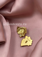 Пуговицы со стразом Скиап. в виде раковины, теплое золото