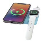 Внешний аккумулятор MagSafe с подставкой Студия Артемия Лебедева «Пауэрбанкус: Разветвитель» (10000 мА·ч) Беспроводная зарядка: Qi 15 Вт, магнитное крепление для зарядки Apple Watch (Qi 2 Вт). Проводная зарядка: USB-C. Есть Lightning для зарядки аккумулят