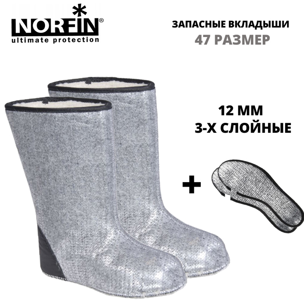 Вкладыши для сапог Norfin PROTECT, 3-х слойн., 12 мм, размер 47