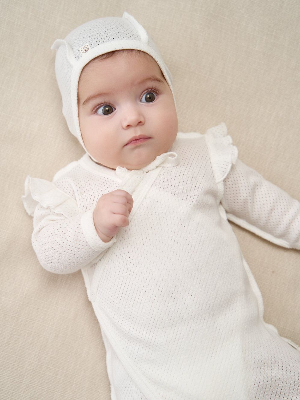 Слип на кнопках с крылышками "Молоко" из ажурного хлопка 0+