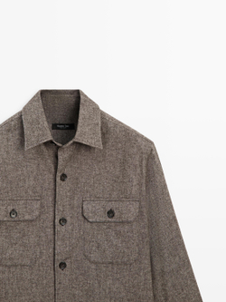 Massimo Dutti Тонкая кашемировая куртка с карманами, коричневый