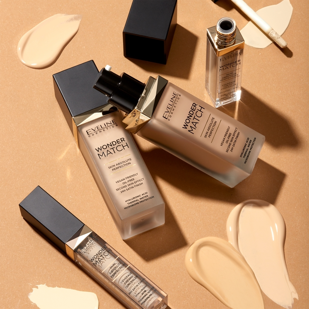 Eveline Cosmetics Wonder Match - Жидкая тональная основа длительного действия с гиалуроновой кислотой, 30 ml