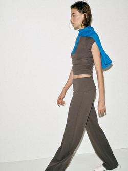 ZARA ФУТБОЛКА С ЭФФЕКТОМ ПОТЕРТОСТИ И РЕГЛАНОМ, СЕРО-КОРИЧНЕВЫЙ