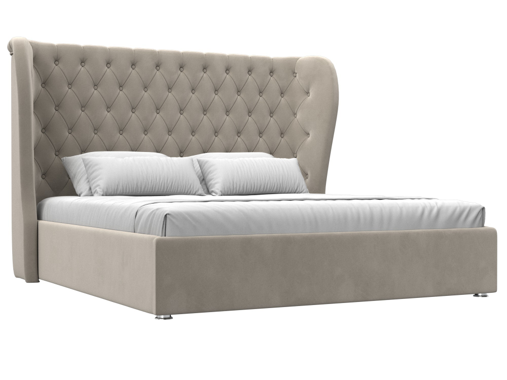 Кровать интерьерная Далия 180, Бежевый, Микровельвет, 108309