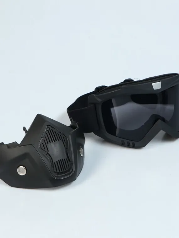 Очки-маска для езды на мототехнике, разборные, стекло с затемнением, черные