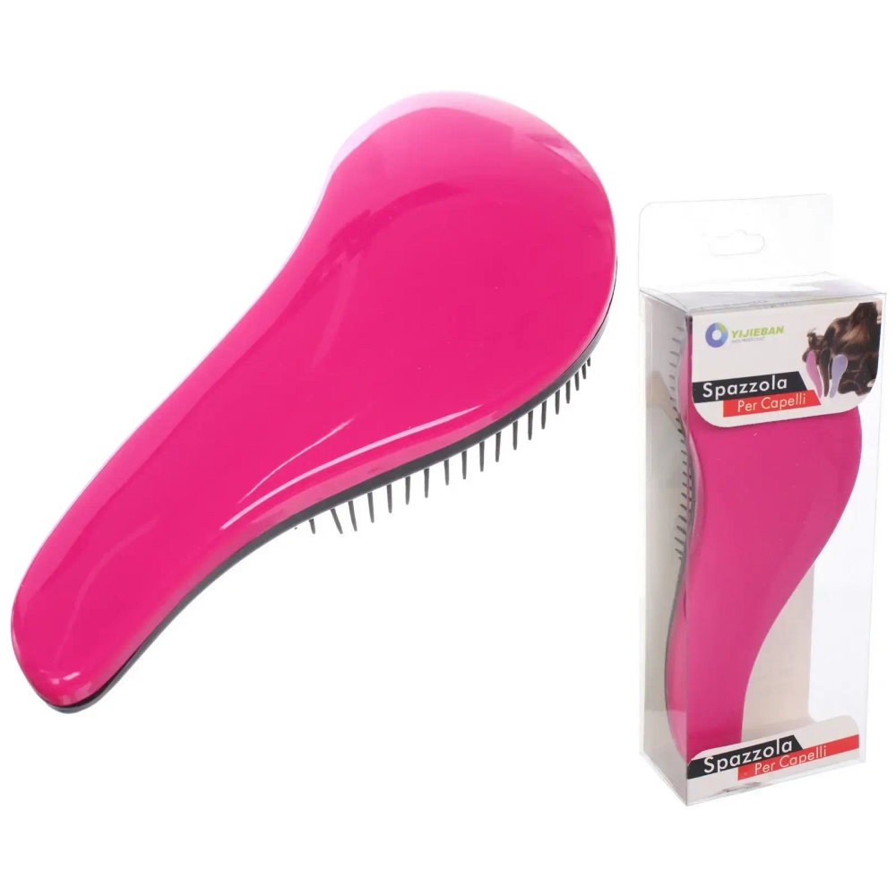 Расческа массажная «Компактная-капля», цвет фуксия, в коробке, 18см