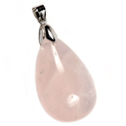 Кулон "Капля большая" розовый кварц асс.