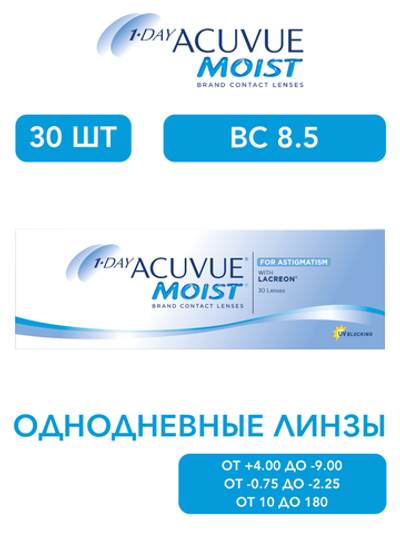 Однодневные астигматические контактные линзы 1-Day Acuvue Moist for Astigmatism (уп. 30 линз)