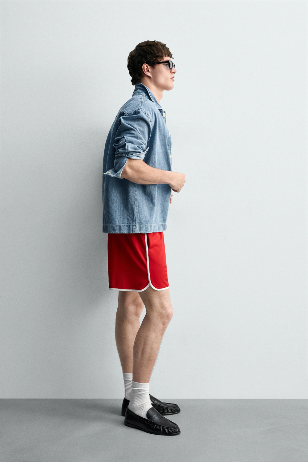 ZARА ДЖИНСОВАЯ РУБАШКА BOXY FIT, ВЫЦВЕТШИЙ СИНИЙ