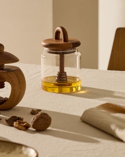 Nukha Банка для меда из стекла и 100% древесины акации FSC