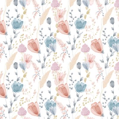 Милые акварельные прозрачные цветы на белом