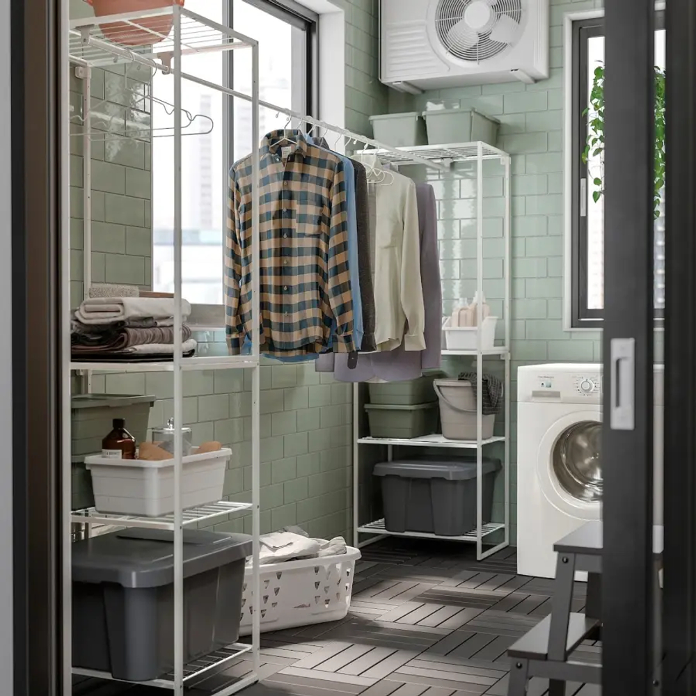 Полка с платяной штангой - IKEA JOSTEIN/ЙОСТЕЙН ИКЕА, 61х180х270 см, белый