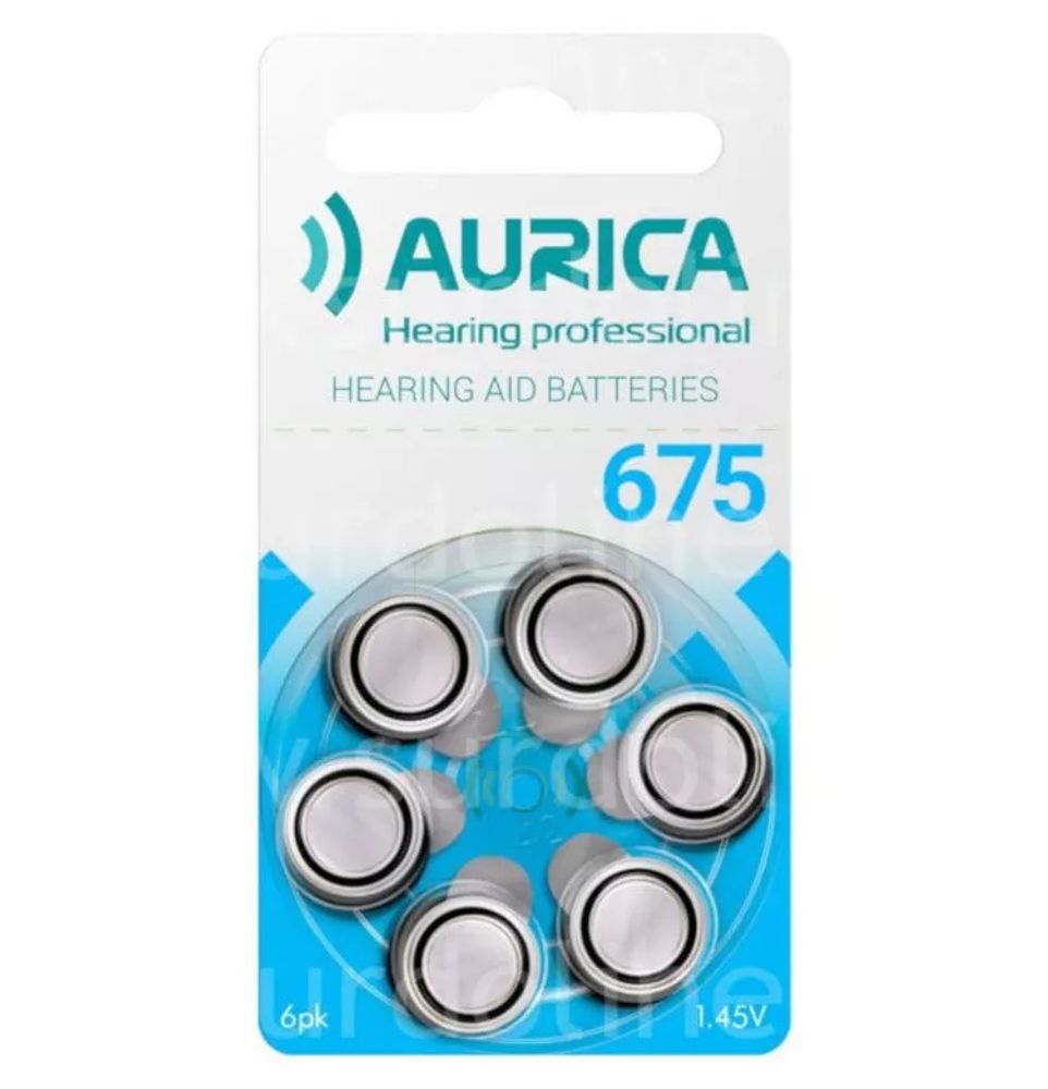 Батарейки для слуховых аппаратов AURICA 675, 6шт.