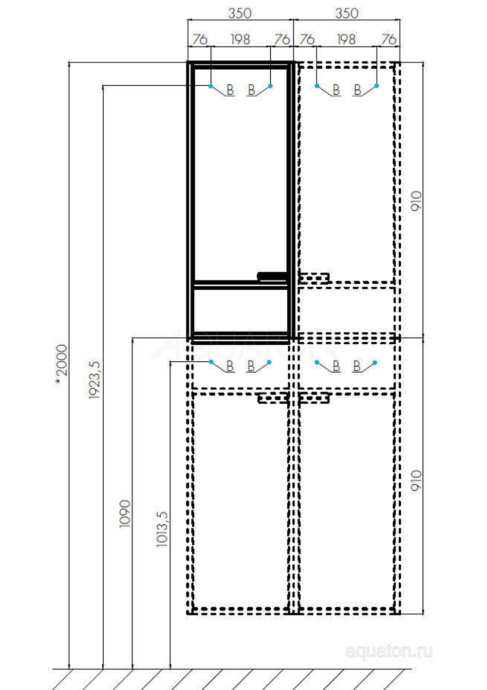 Шкаф - колонна AQUATON Флай 1-створчатый белый, дуб крафт правый 1A237903FAX1R