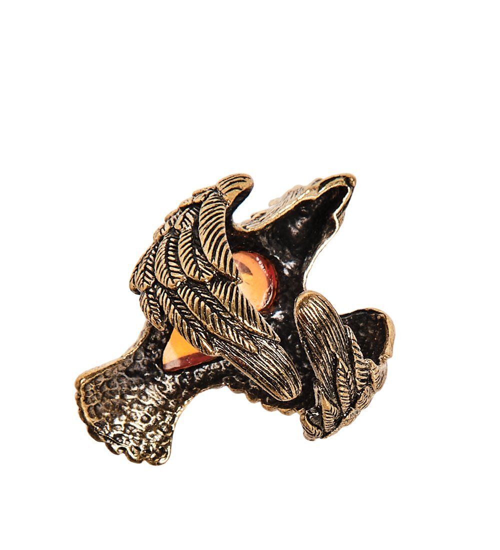 AM-2481 Кольцо «Орел полет свободы» (латунь, янтарь)