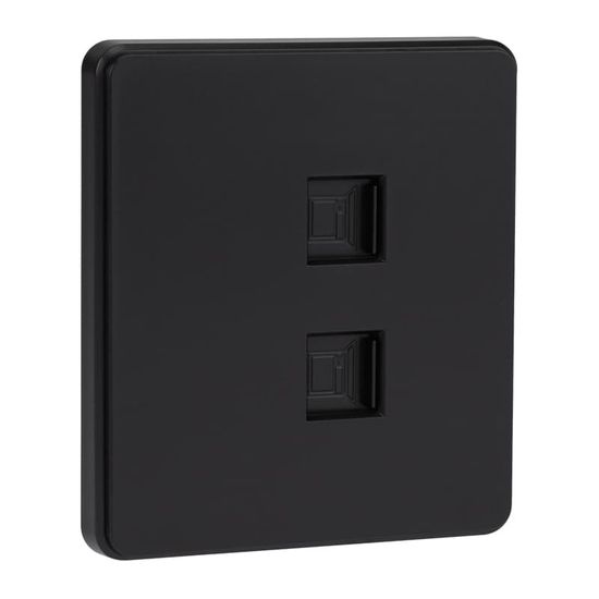 Розетка ROUND компьютерная двойная RJ45+RJ45 кат6 с/у оникс KRANZ