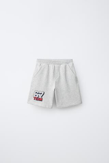ZARA ШОРТЫ ИЗ МЯГКОЙ ТКАНИ TEAM SIX SEVEN, СЕРЫЙ МЕЛАНЖ
