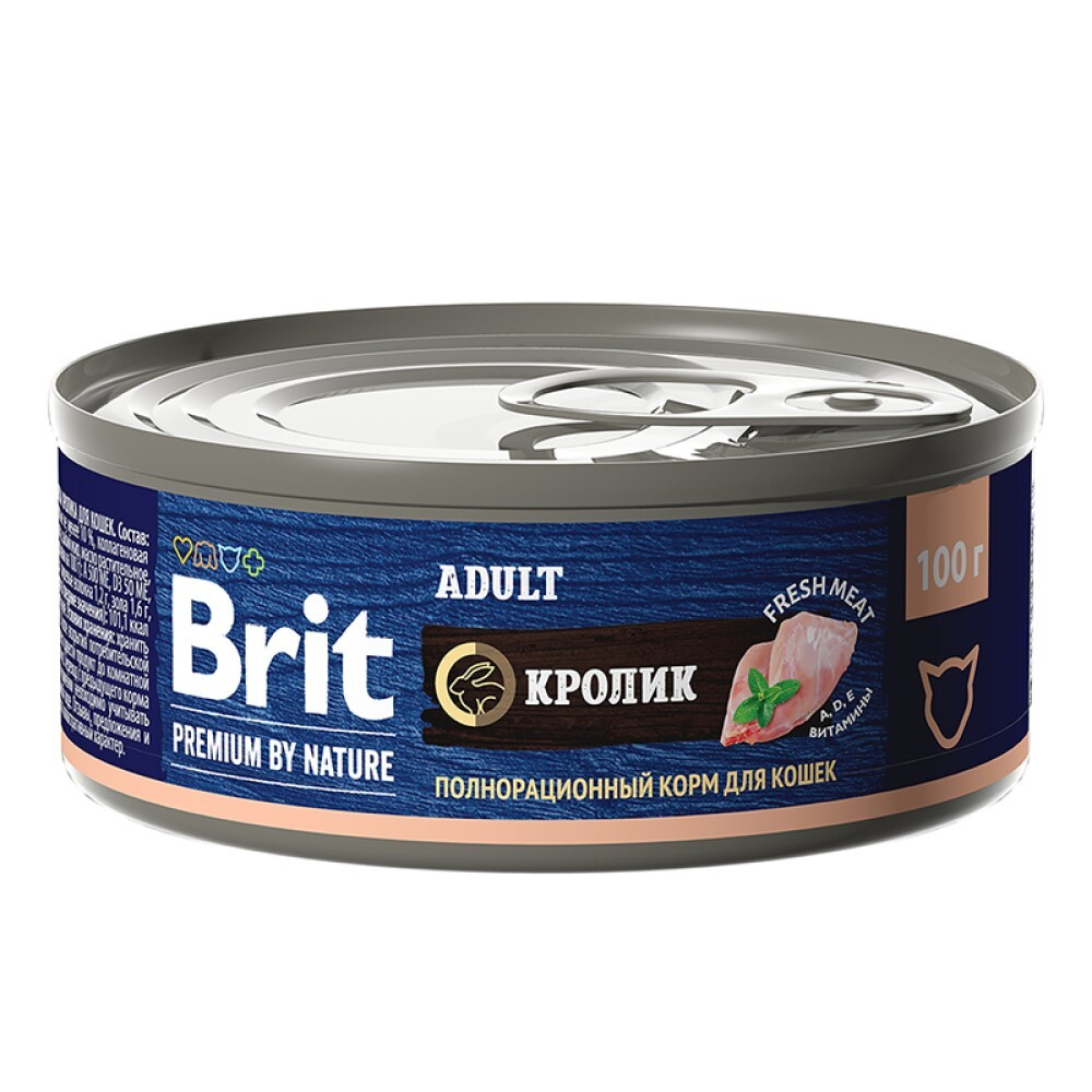 Brit Premium By Nature консервы для кошек с кроликом 100 г (банка)