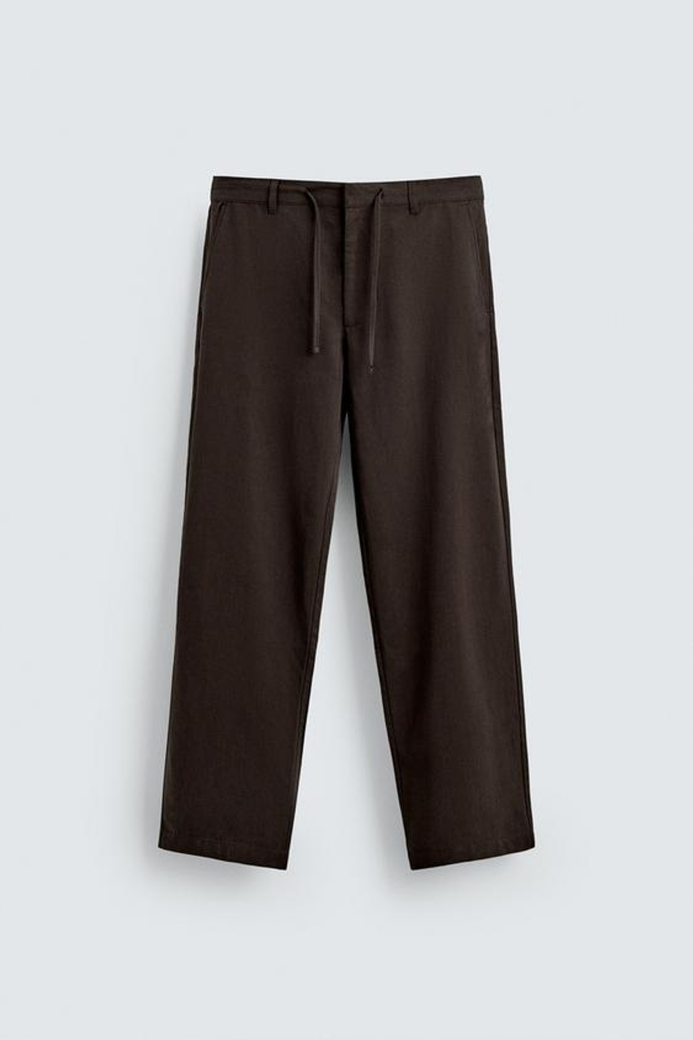 ZARA БРЮКИ ИЗ ЛИОЦЕЛЛА И ХЛОПКА, КОРИЧНЕВЫЙ