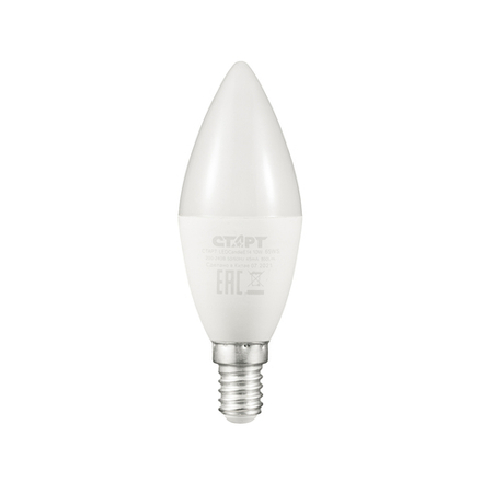 Лампа светодиодная LED Старт ECO Свеча, E14, 10 Вт, 6500 K, холодный белый свет