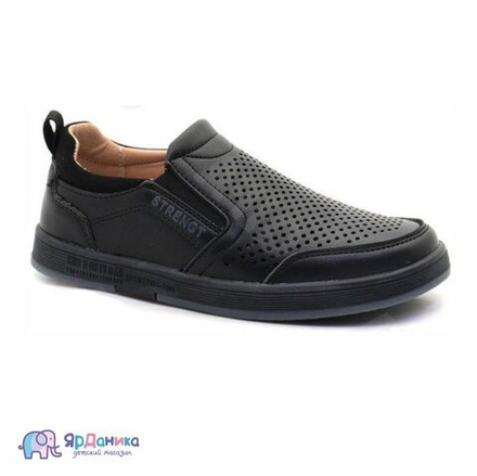 Школьные туфли Тотошка черные с перфорацией Т431-3А