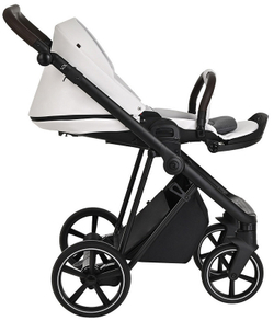 Детская коляска Roan Sol Кожа 3 в 1 с автокреслом Tutis Elo Black RSL/2024 White/Black/руч.Тем.коричневый