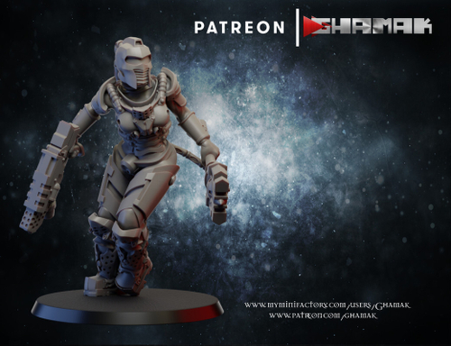 Necromunda Escher Gang Бандитка Эшер №4 с огнемётом и дубинкой миниатюра для dnd, днд, pathfinder, фентези, Настольная игра, НРИ, Варгейм, РПГ