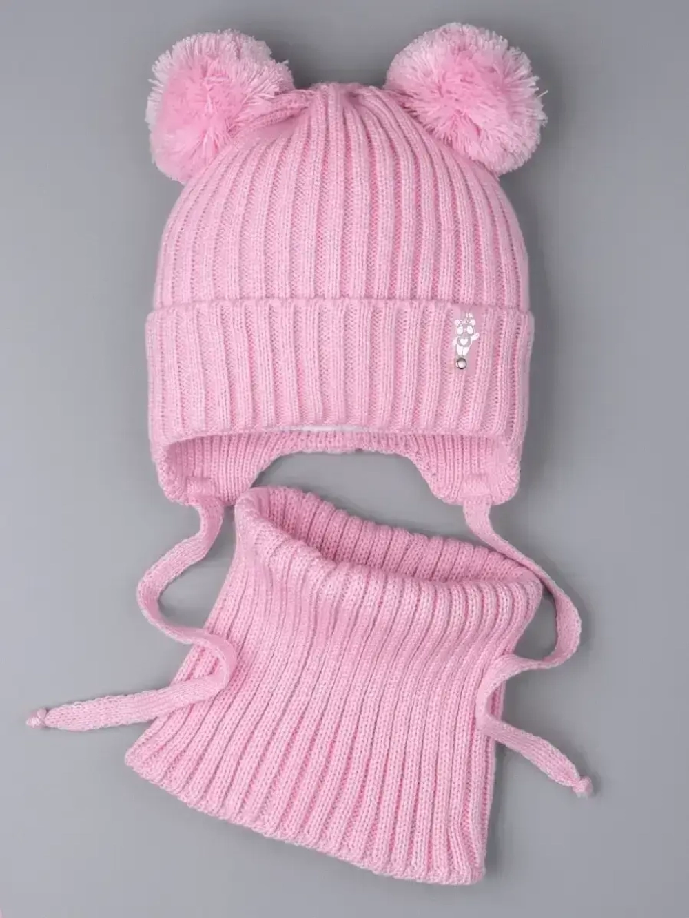 Шапка со снудом для девочки демисезонная