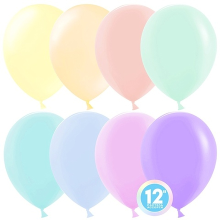 Воздушные шары Дон Баллон, пастель макарунс ассорти, 100 шт. размер 12" #612130