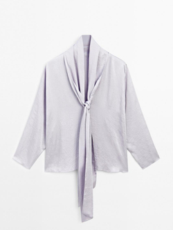 Massimo Dutti Свободная рубашка с глубоким вырезом на спине, пурпурный