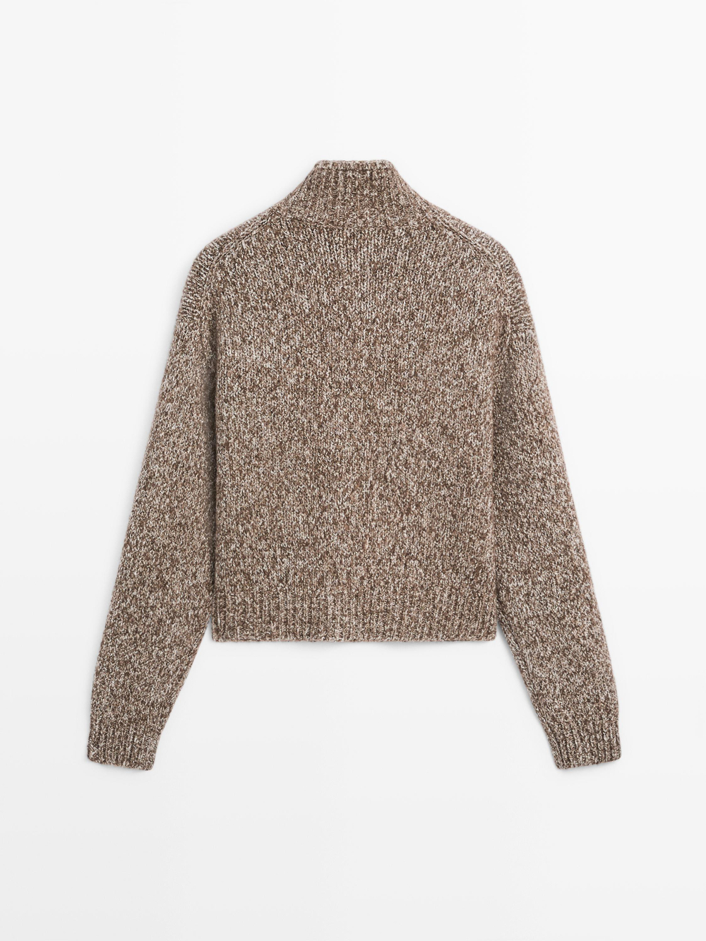 Massimo Dutti Кардиган из шерсти и хлопка с пуговицами в форме рога, шоколадный