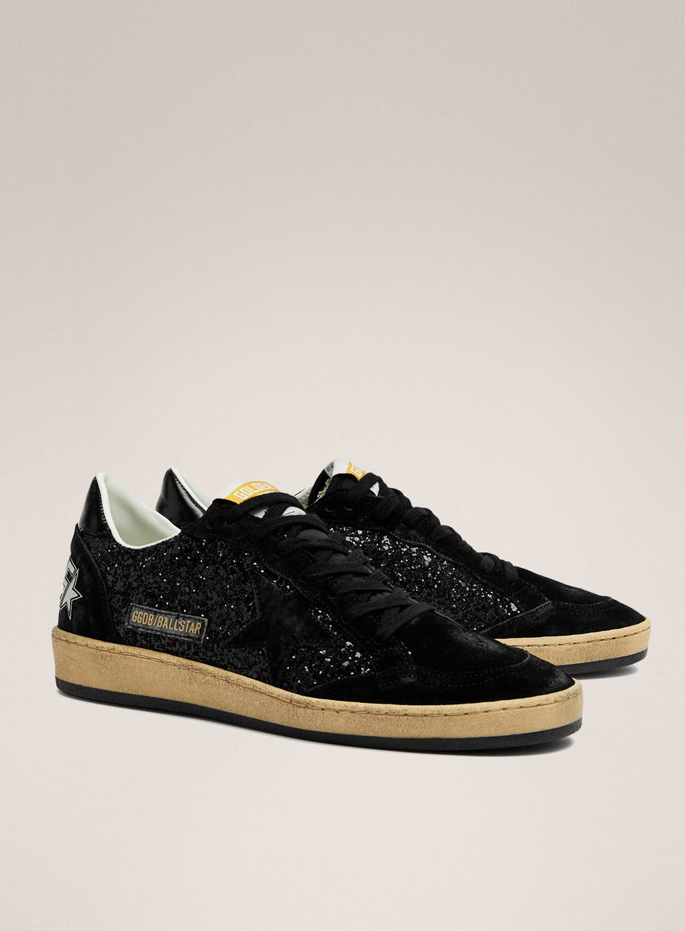 Ball Star in black glitter with black suede inserts