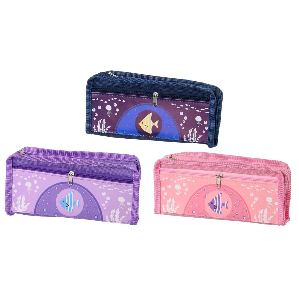 Пенал-косметичка Basir без наполнения, 20,5*9*4 см, серия "Рыбка", с боковым карманом, ассорти