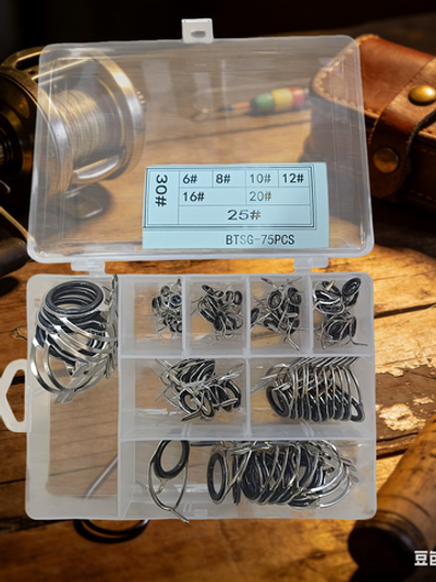 набор колец рыболовных для ремонта удилища BTSG/75штук