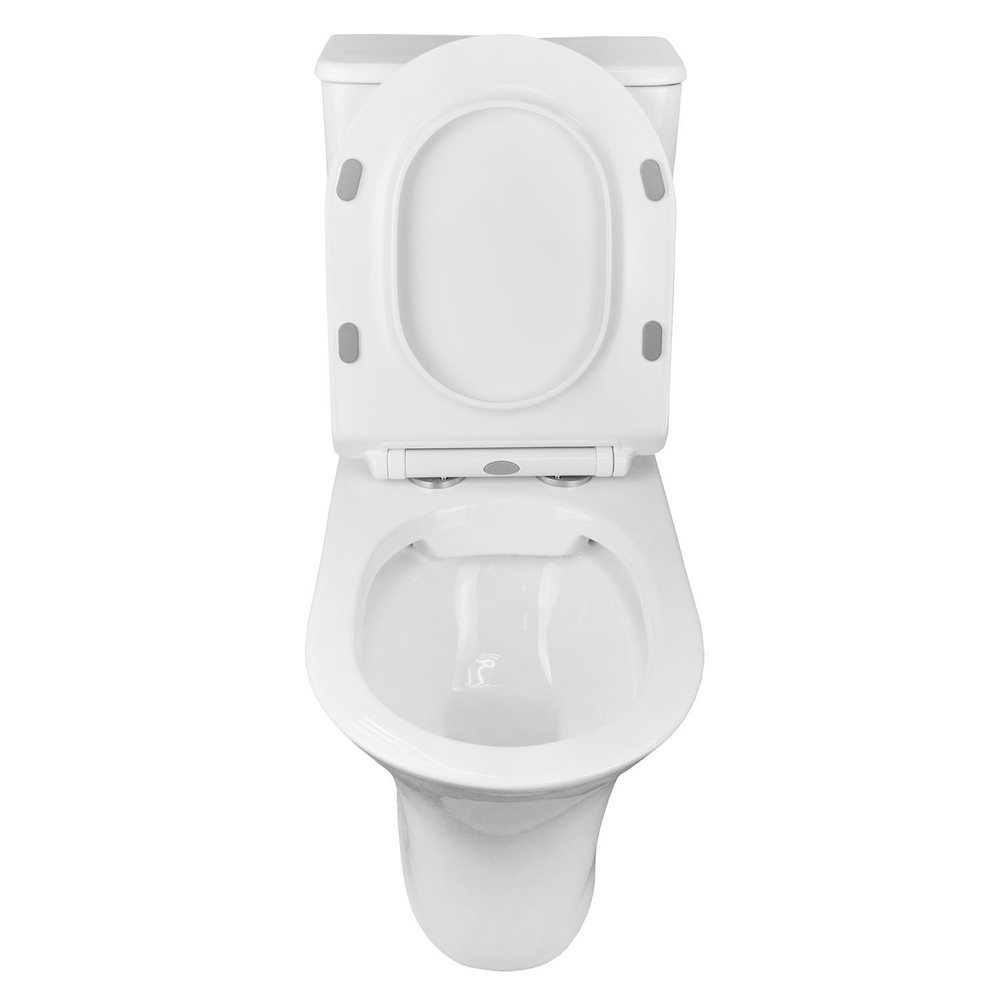 Унитаз-компакт безободковый Azario Fretta Round AZ-7121-G с крышкой-сиденьем микролифт, белый