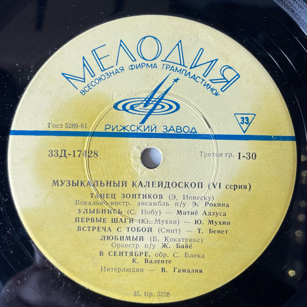 Винтажная виниловая пластинка LP Сборник, Музыкальный Калейдоскоп (VI Серия) (СССР 1966)