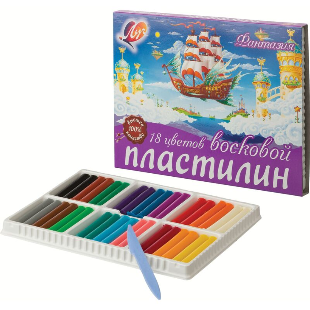 Пластилин Луч восковый 18 цветов