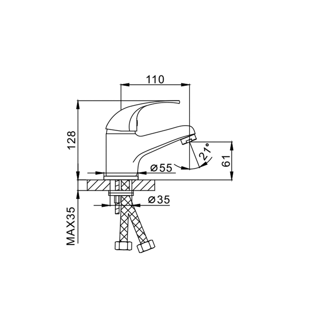 Смеситель для раковины 40к F1029-B FRAP б/отв (литой, п/шпильку, хром, силумин)