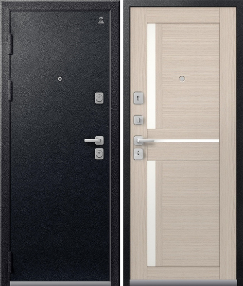 Входная дверь Центурион C-102 Чёрный муар - Лиственница светлая